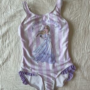 Disney Frozen Girls Lavender and White Swimsuit Top